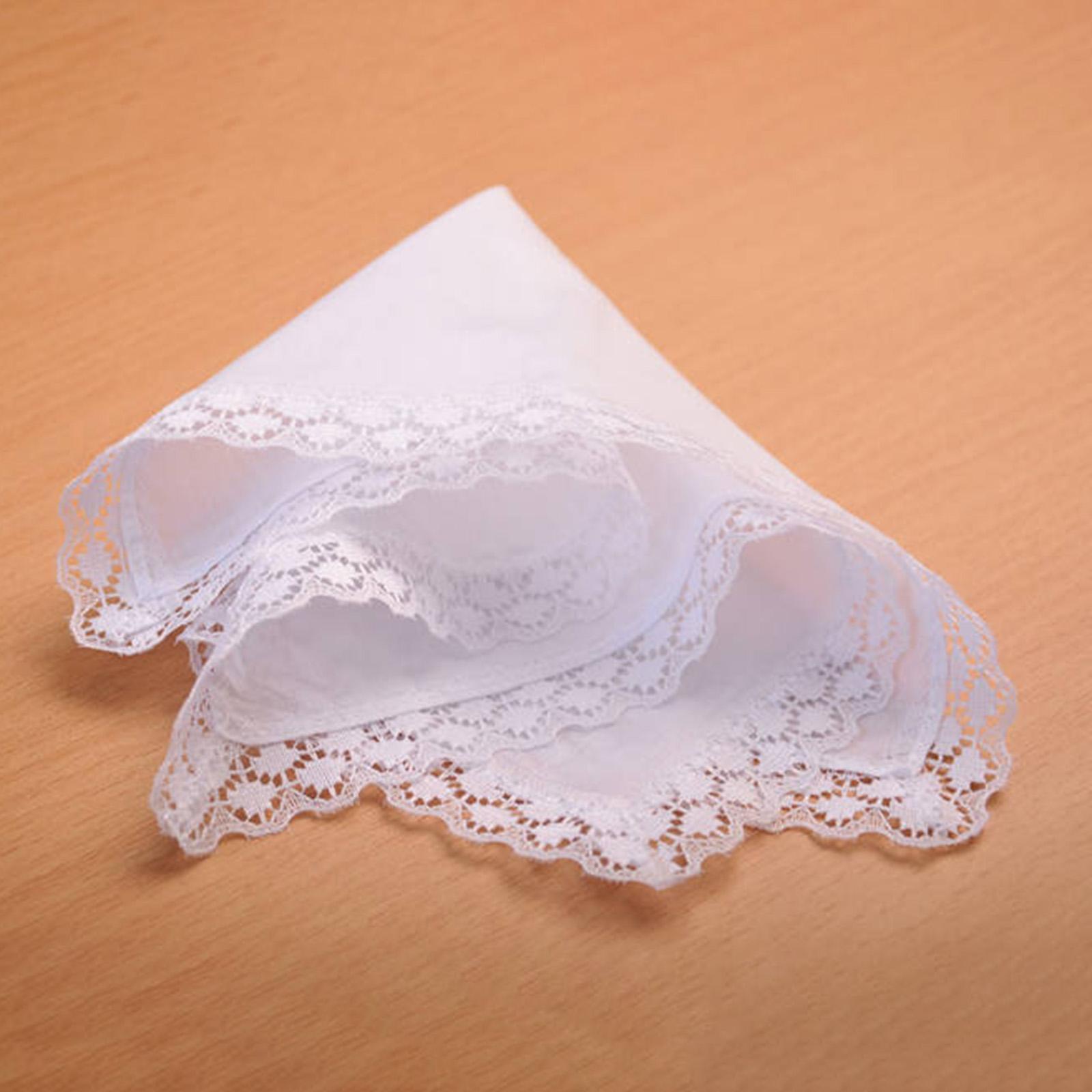 6x Pure White Lace Handkerchie - Handkerchief Cotton Men ulasan dan harga