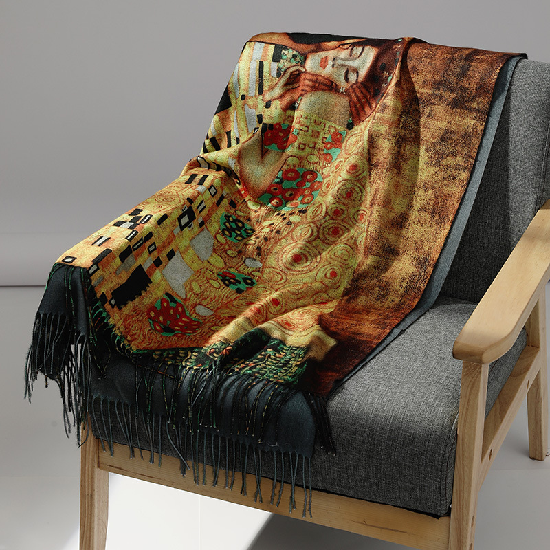 Luxury Brand Oil Painting Cash - Muffler Men Wool ulasan dan harga